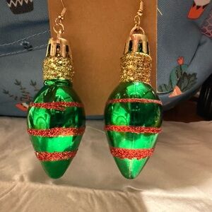 Festive Green and Gold Earrings